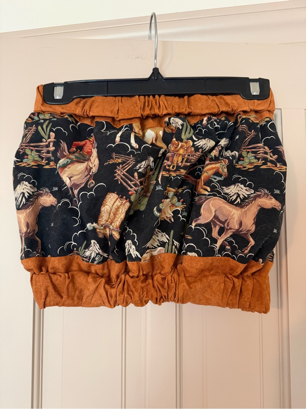 Black & Rust Western Horse Print Tube Top